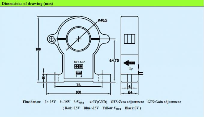 Medida atual de efeito hall de pouco peso CS800EK2 da vasta gama do sensor