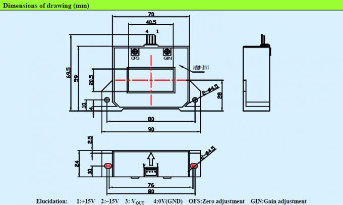 Sensor da corrente de laço aberto da precisão, transdutor atual de efeito hall CS1000BF da C.C.