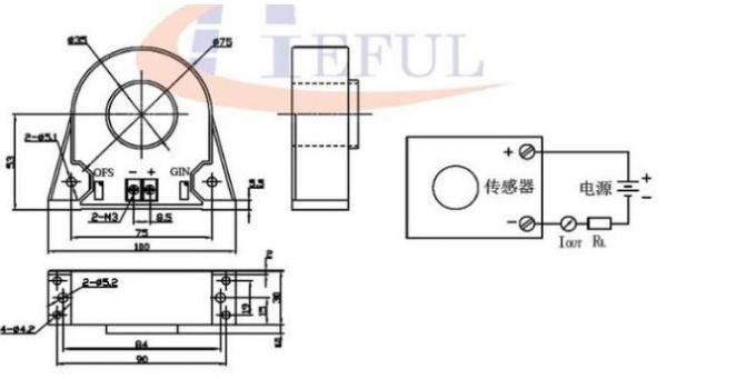 Transmissor da corrente de laço aberto/sensor atual baseado no princípio de efeito hall